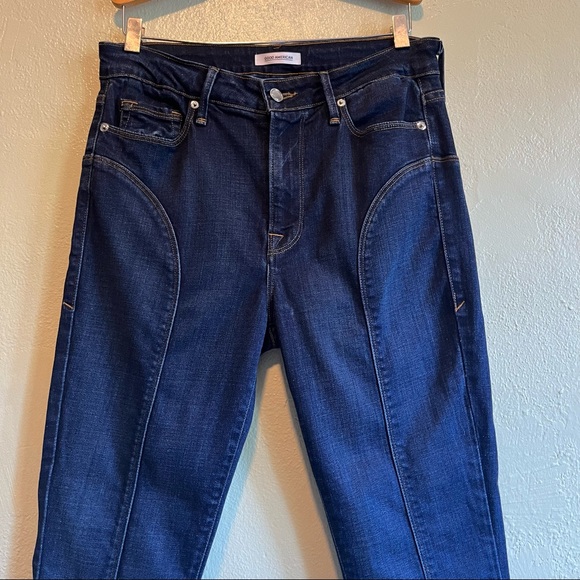 GOOD AMERICAN Good Legs Crop Curvy Piecing Split Hem Skinny Jeans SZ 8 / 29 - Picture 3 of 14